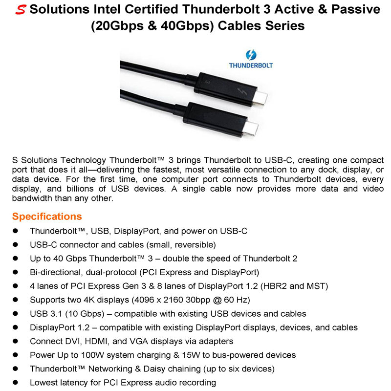Thunderbolt 3 Active U0026 Passive Cables Series